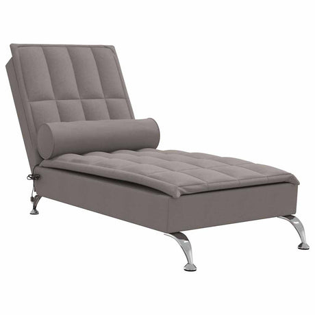 Vidaxl massage chaise longue met bolster stof taupe
