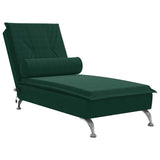 Vidaxl massage chaise longue met bolster fluweel donkergroen