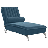 Vidaxl massage chaise longue met bolster fluweel blauw