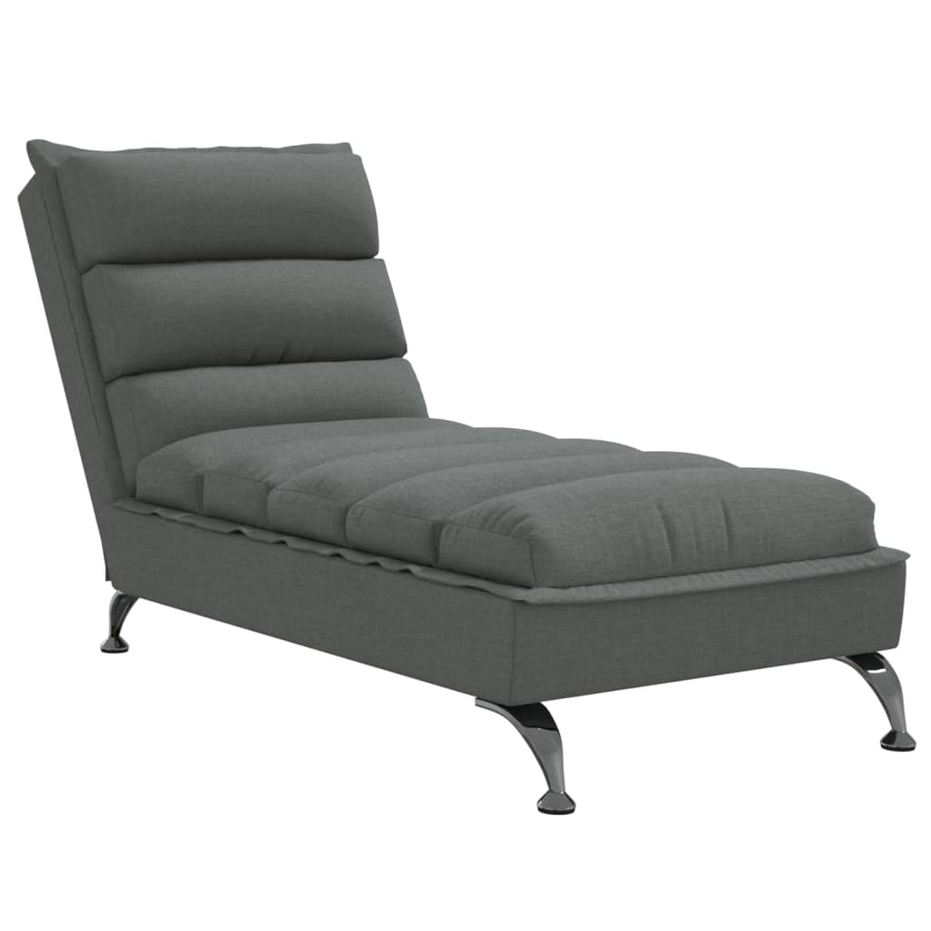 Vidaxl chaise longue met kussens stof donkergrijs