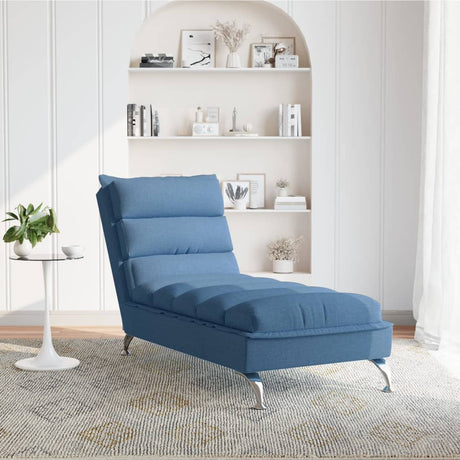 Vidaxl chaise longue met kussens stof blauw