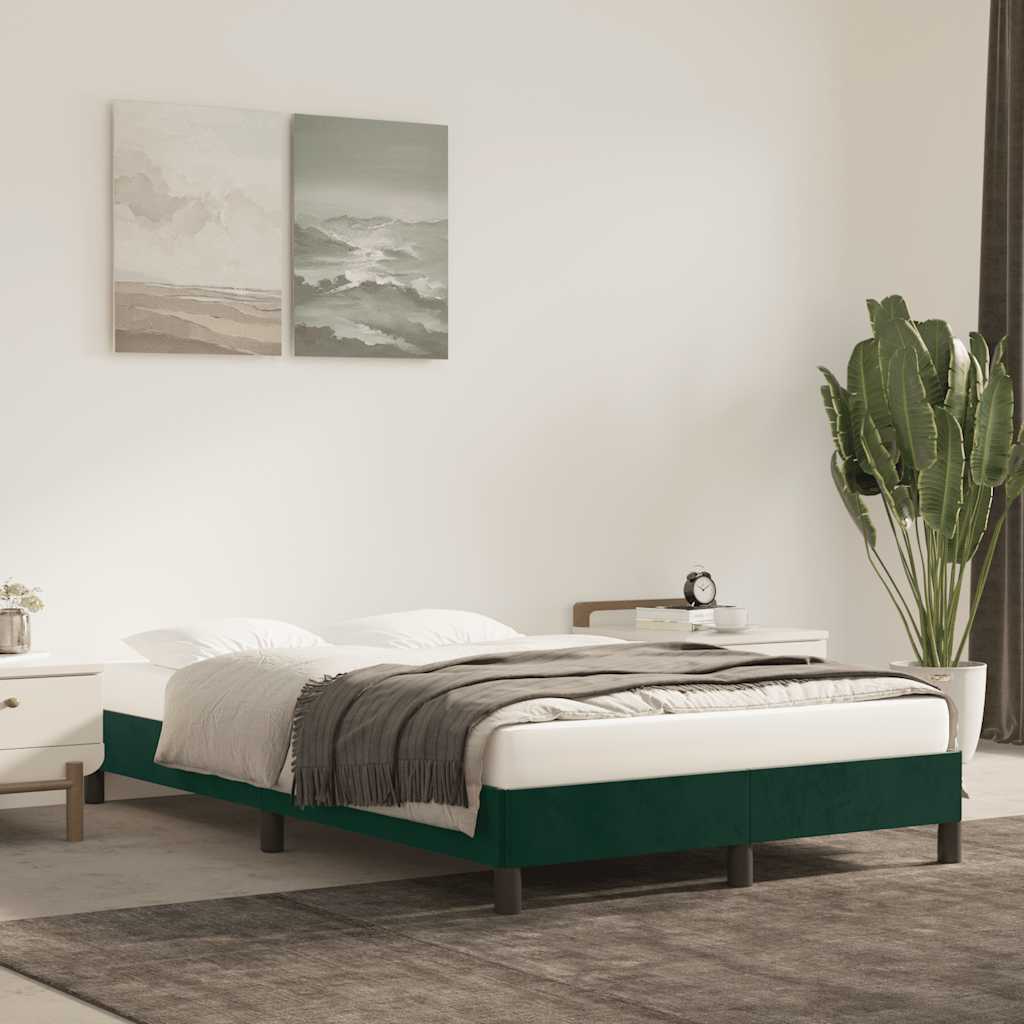 Vidaxl bedframe zonder matras 120x190 cm fluweel donkergroen