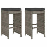 Vidaxl tuinbarkrukken met kussens 2 st poly rattan grijs