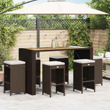 Vidaxl tuinbarkrukken 6 st met kussens poly rattan bruin