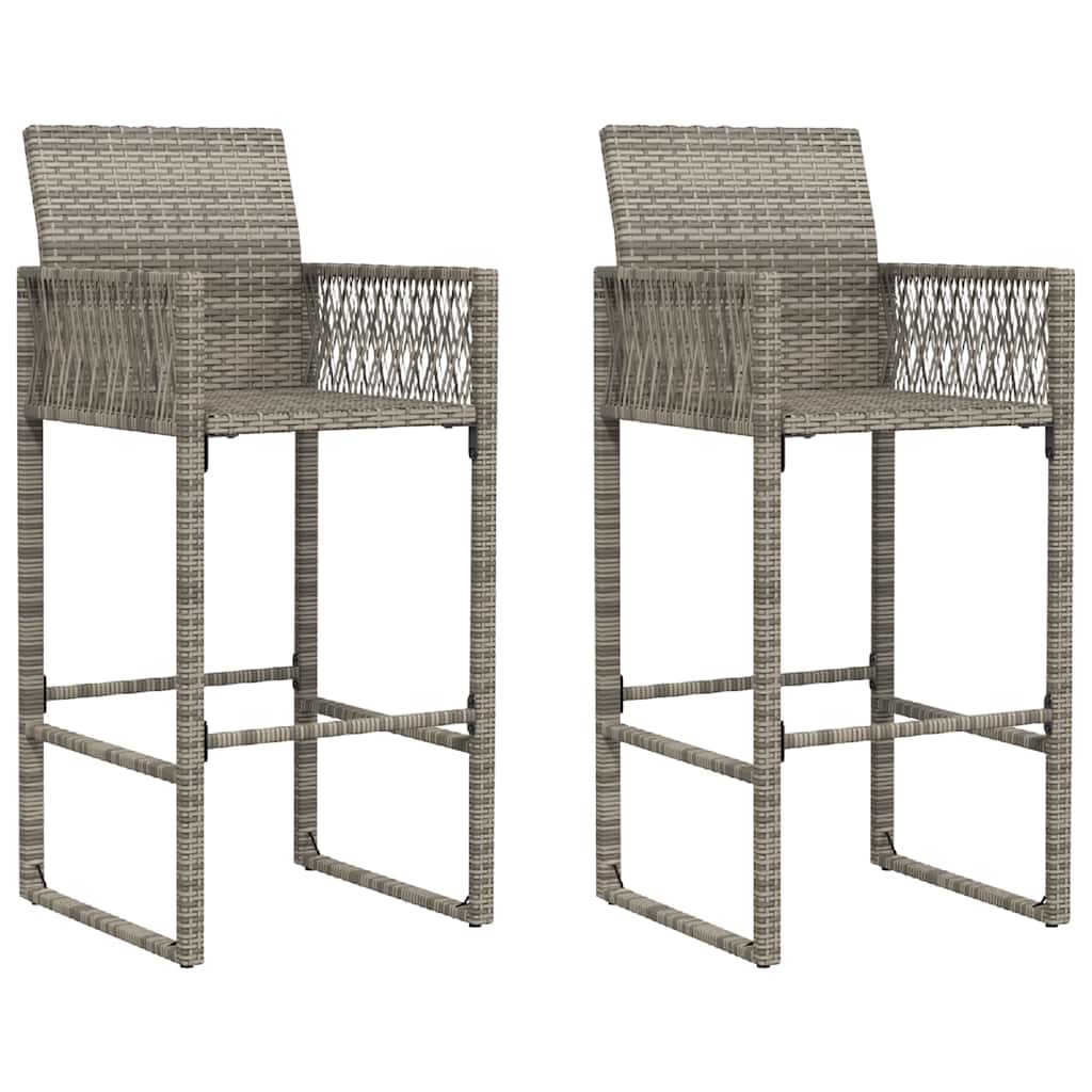 Vidaxl tuinbarkrukken 2 st poly rattan grijs