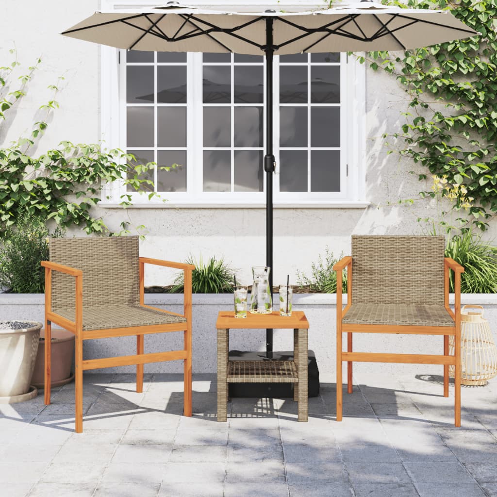 Vidaxl tuinstoelen 2 st poly rattan en massief hout beige