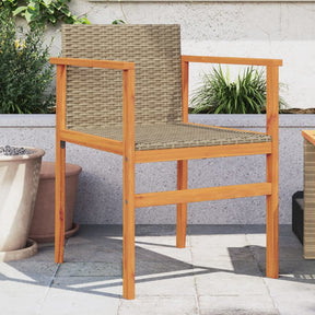 Vidaxl tuinstoelen 2 st poly rattan en massief hout beige