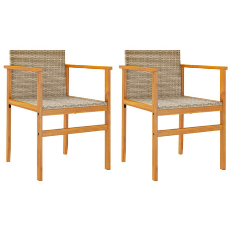 Vidaxl tuinstoelen 2 st met kussens poly rattan en massief hout beige