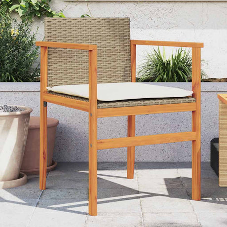 Vidaxl tuinstoelen 2 st met kussens poly rattan en massief hout beige