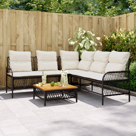 Vidaxl 2-delige loungeset met kussens poly rattan zwart