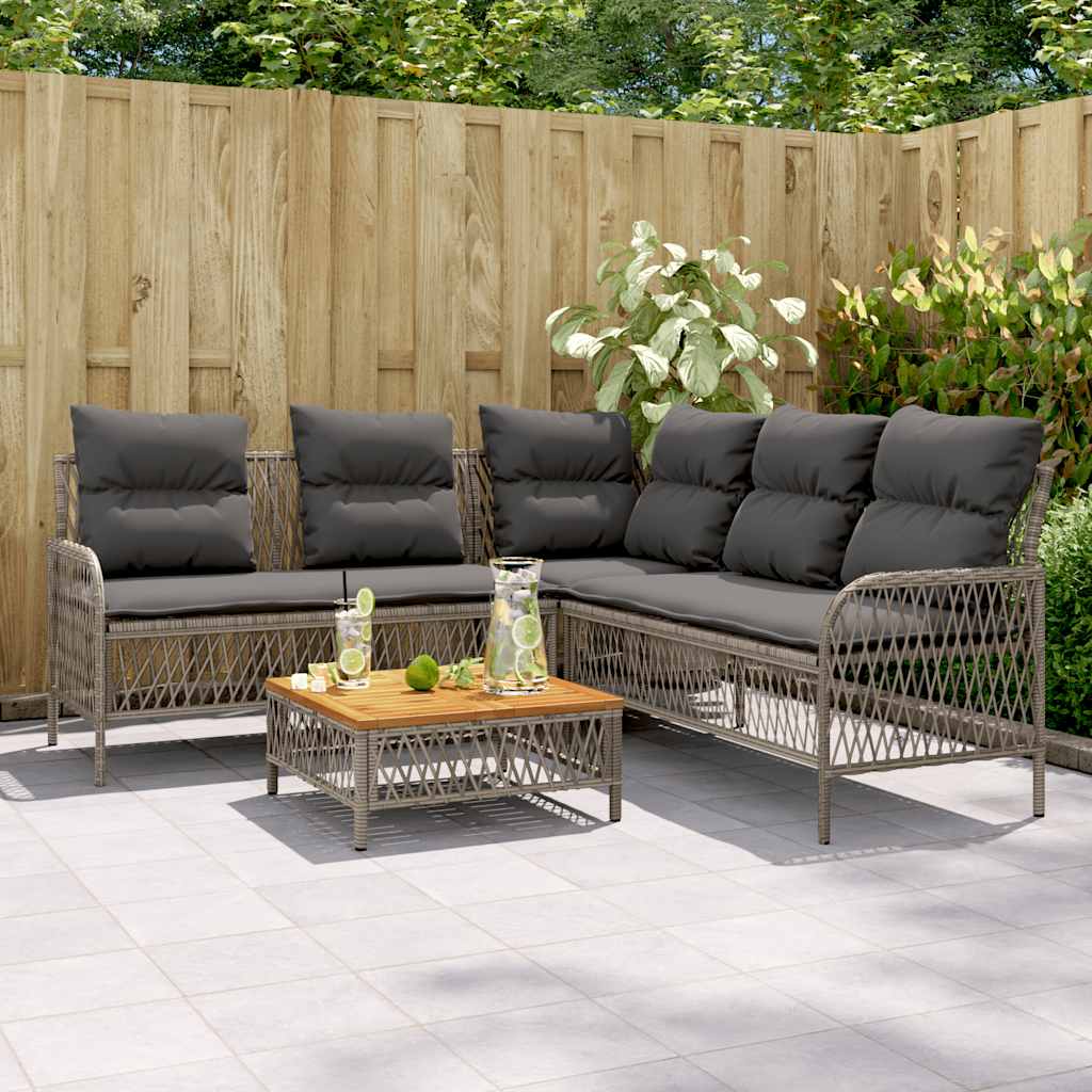 Vidaxl 2-delige loungeset met kussens poly rattan grijs
