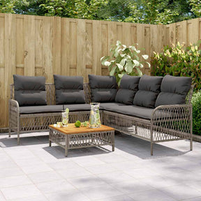 Vidaxl 2-delige loungeset met kussens poly rattan grijs