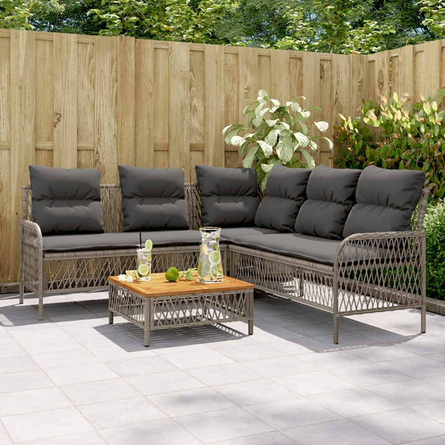 Vidaxl 2-delige loungeset met kussens poly rattan grijs