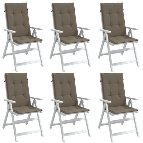 Poduszki na krzesło Vidaxx 6 szt. z wysokim oparciem 120x50x4 cm tkanina melanż taupe