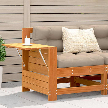 Vidaxl tuinbank met armleuning en klaptafel grenenhout wasbruin