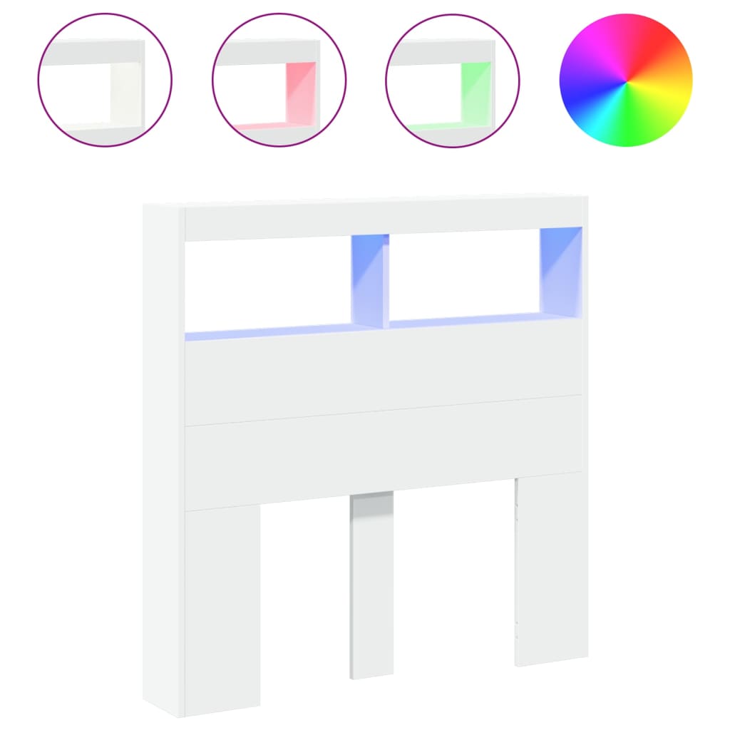 Vidaxl hoofdbordkast met led-verlichting 100x17x102 cm wit