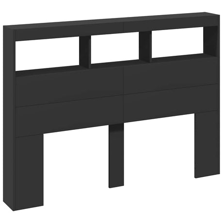 Vidaxl hoofdbordkast met led-verlichting 140x17x102 cm zwart