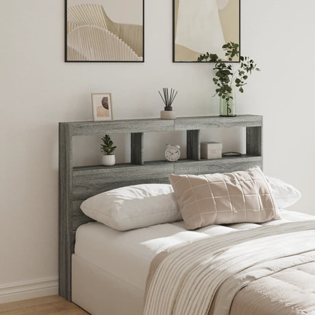 Vidaxl hoofdbordkast met led-verlichting 140x17x102 cm grijs sonoma