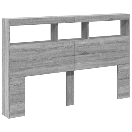 Vidaxl hoofdbordkast met led-verlichting 160x17x102 cm grijs sonoma