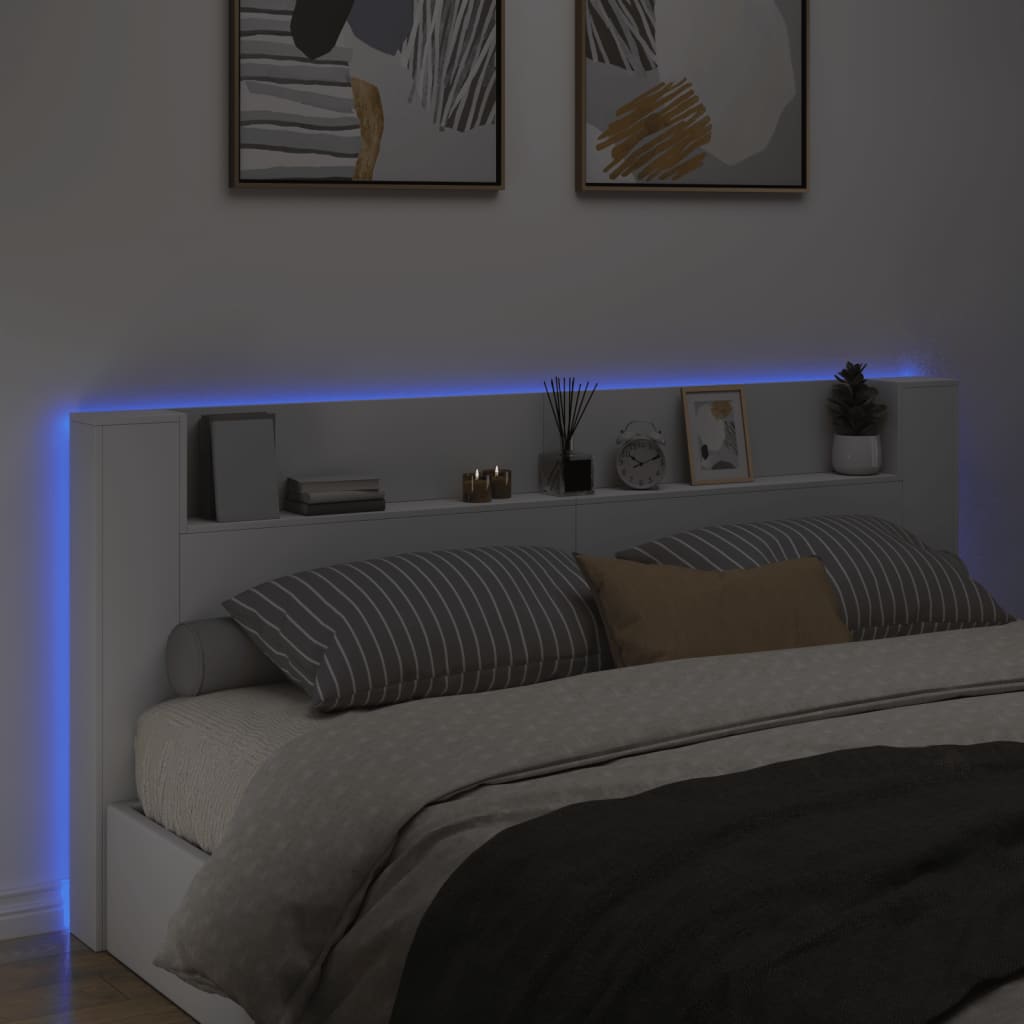 Vidaxl hoofdbordkast met led-verlichting 220x16,5x103,5 cm wit
