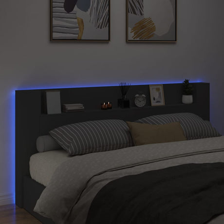 Vidaxl hoofdbordkast met led-verlichting 220x16,5x103,5 cm zwart