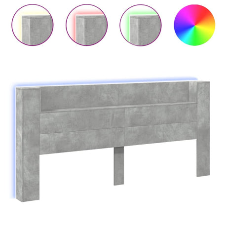 Vidaxl hoofdbordkast met led-verlichting 220x16,5x103,5 cm betongrijs