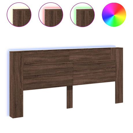 Vidaxl hoofdbordkast met led-verlichting 220x16,5x103,5 cm bruin eiken