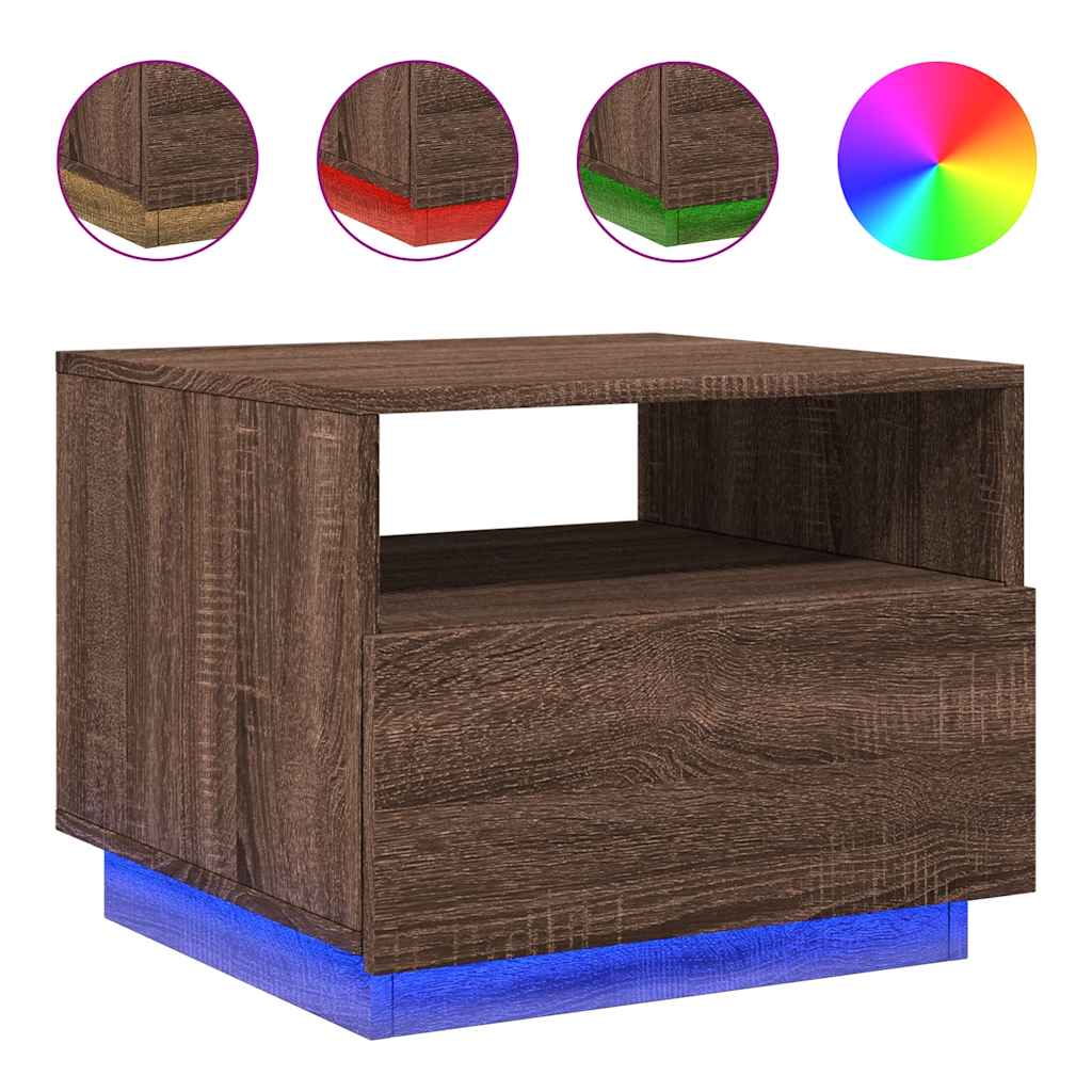 Vidaxl salontafel met led-verlichting 50x49x40 cm bruin eikenkleur