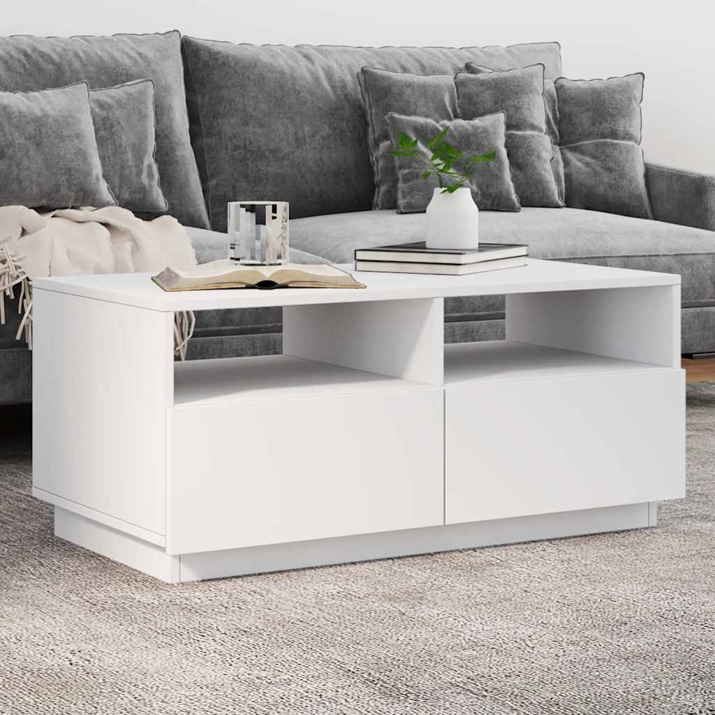 Vidaxl salontafel met led-verlichting 90x49x40 cm wit