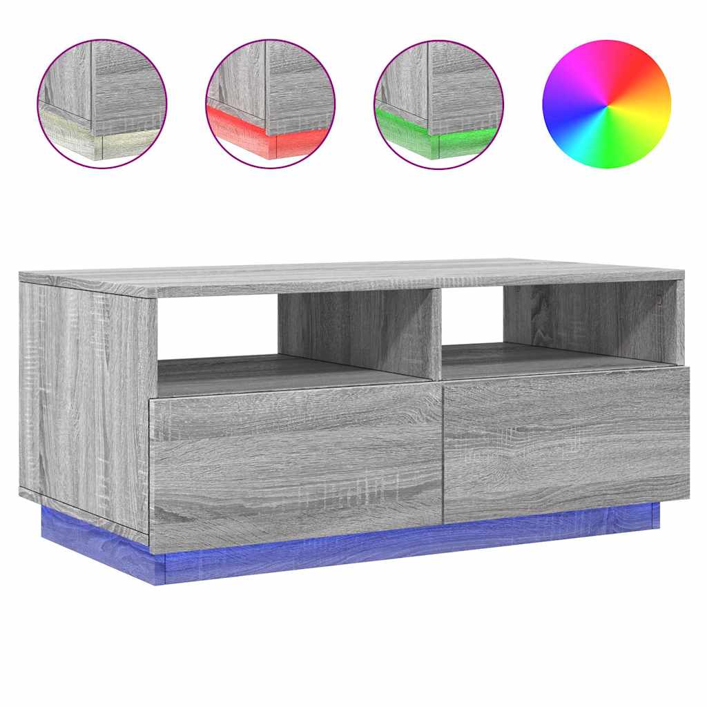 Vidaxl salontafel met led-verlichting 90x49x40 cm grijs sonoma eiken