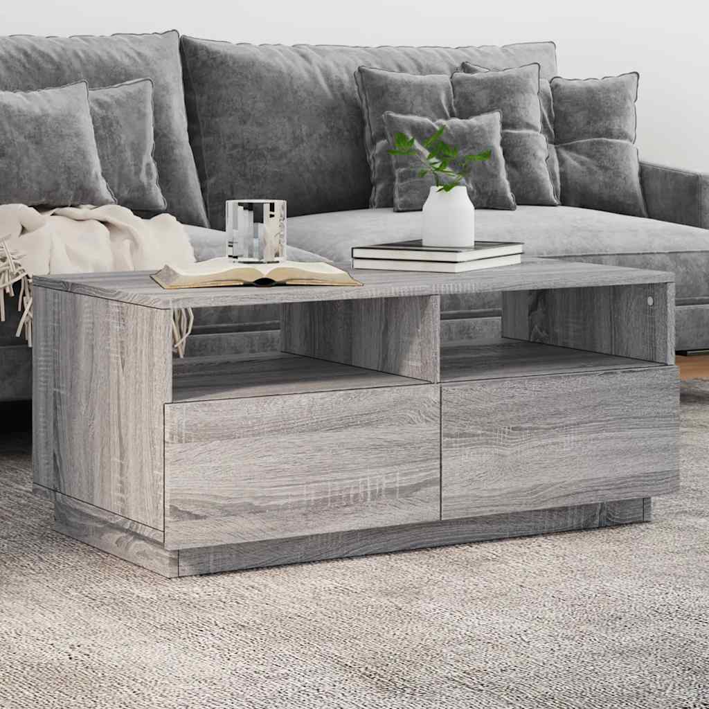 Vidaxl salontafel met led-verlichting 90x49x40 cm grijs sonoma eiken