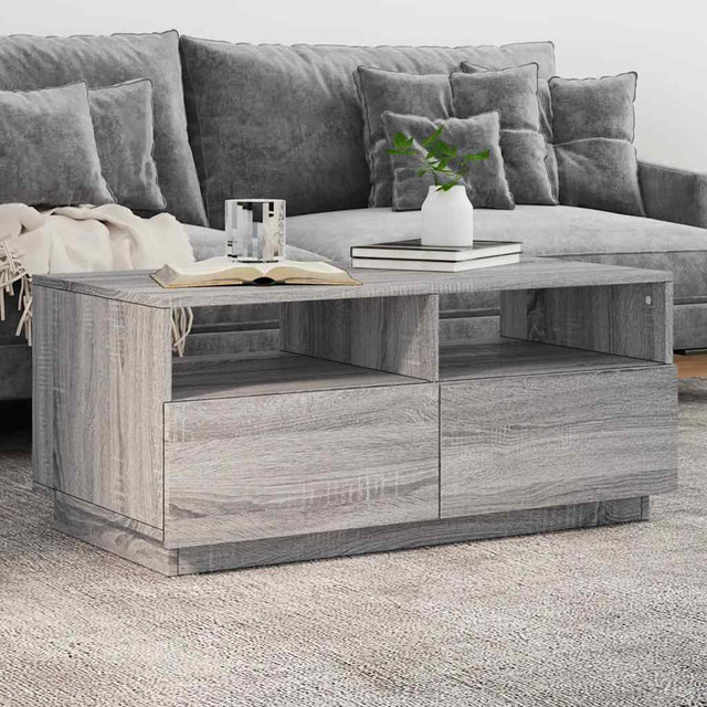 Vidaxl salontafel met led-verlichting 90x49x40 cm grijs sonoma eiken