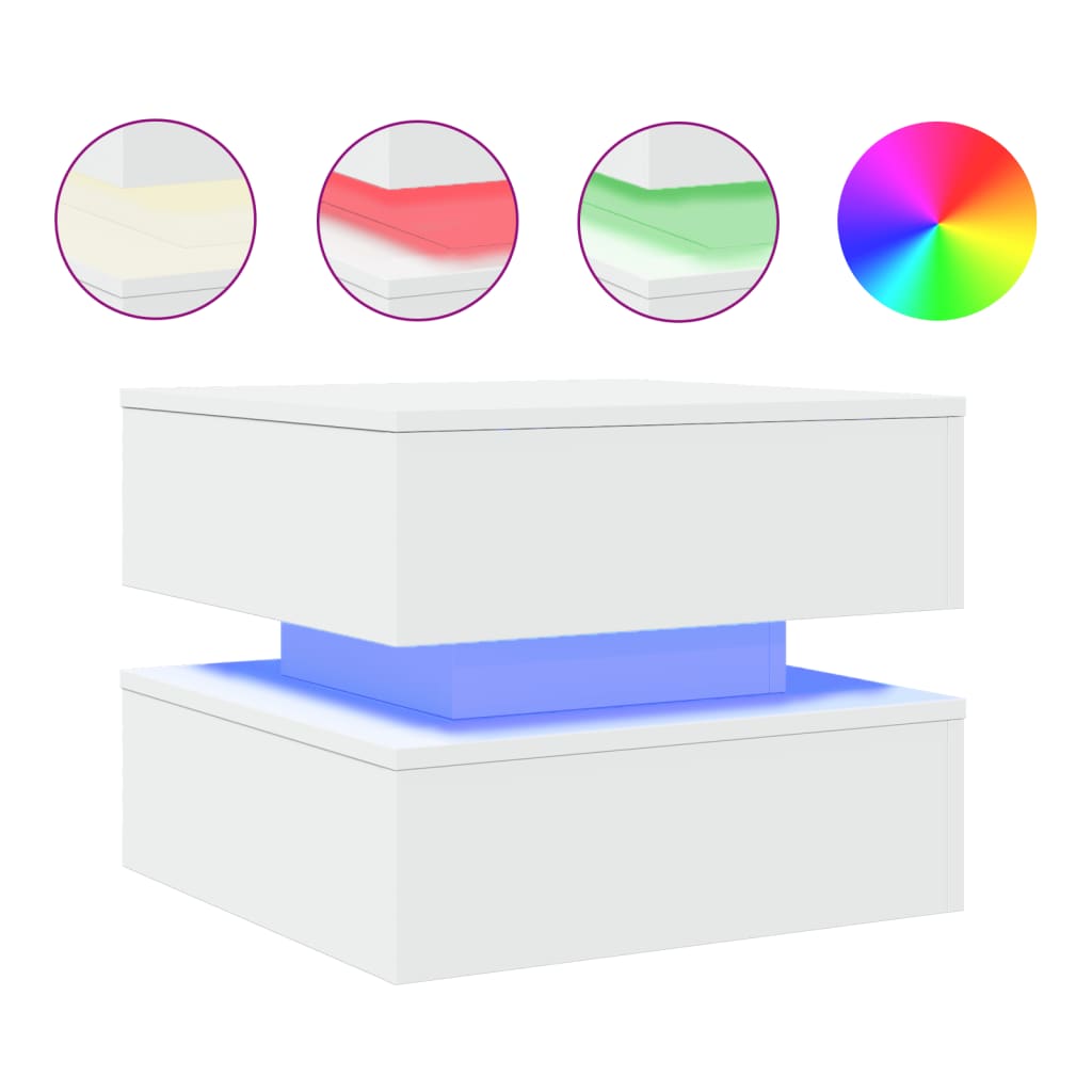 Vidaxl salontafel met led-verlichting 50x50x40 cm wit