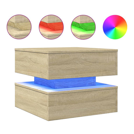 Vidaxl salontafel met led-verlichting 50x50x40 cm sonoma eiken