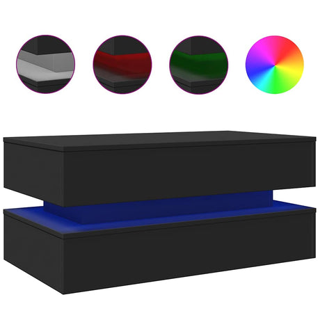 Vidaxl salontafel met led-verlichting 90x50x40 cm zwart