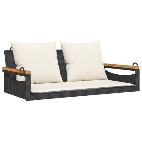 Vidaxl schommelbank met kussens 109x62x40 cm poly rattan zwart