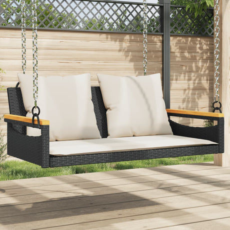 Vidaxl schommelbank met kussens 109x62x40 cm poly rattan zwart