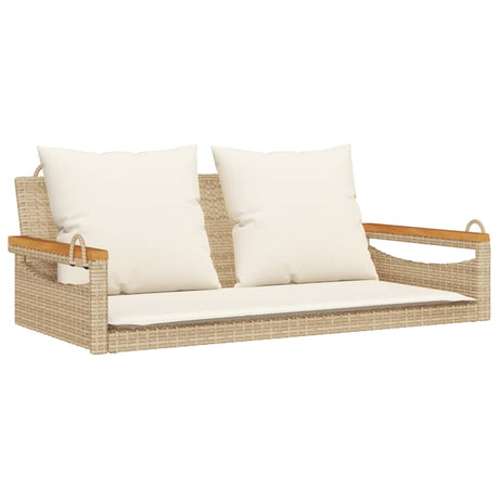 Vidaxl schommelbank met kussens 109x62x40 cm poly rattan beige
