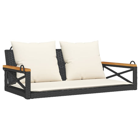 Vidaxl schommelbank met kussens 109x62x40 cm poly rattan zwart