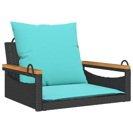 Vidaxl schommelbank met kussens 63x62x40 cm poly rattan zwart