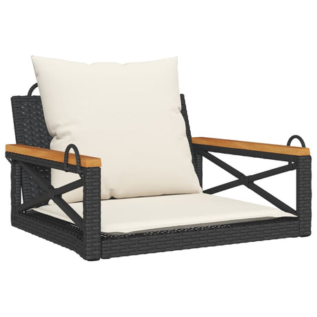 Vidaxl schommelbank met kussens 63x62x40 cm poly rattan zwart