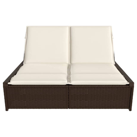 Vidaxl ligbed 2-persoons met kussens poly rattan bruin