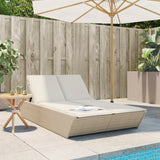 Vidaxl ligbed 2-persoons met kussens poly rattan beige