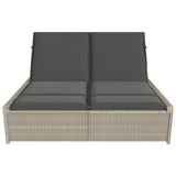 Vidaxl ligbed 2-persoons met kussens poly rattan lichtgrijs
