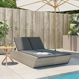 Vidaxl ligbed 2-persoons met kussens poly rattan lichtgrijs