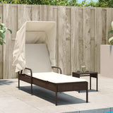 Vidaxl ligbed met luifel poly rattan bruin