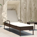 Vidaxl ligbed met luifel poly rattan bruin