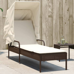 Vidaxl ligbed met luifel poly rattan bruin