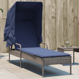 Vidaxl ligstoel met luifel grijs poly rattan