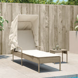 Vidaxl ligbed met luifel en tafel poly rattan beige